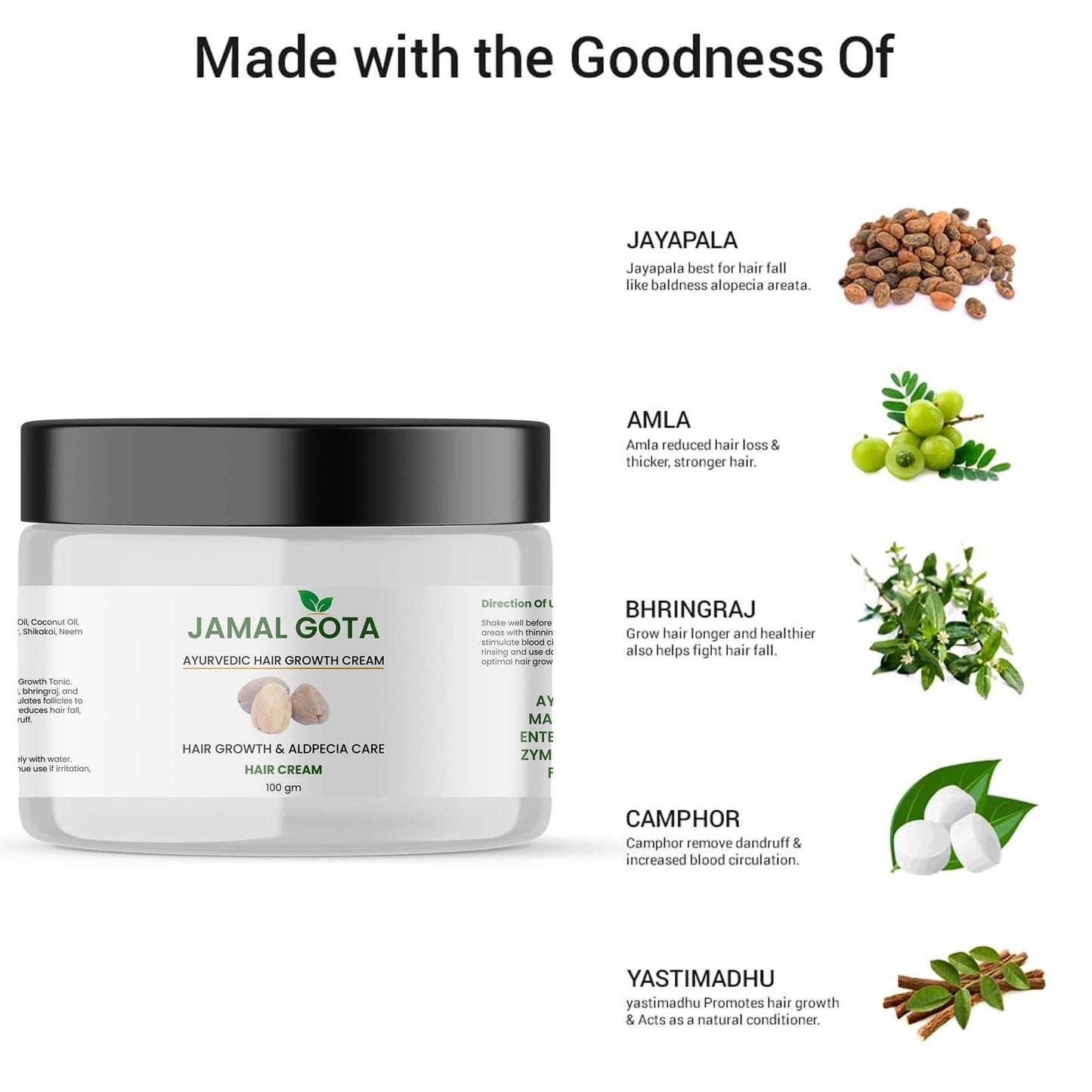 Jamalgota Ayurvedic Hair Growth Cream 100gm (Pack of 2) by 1 get 1 free
